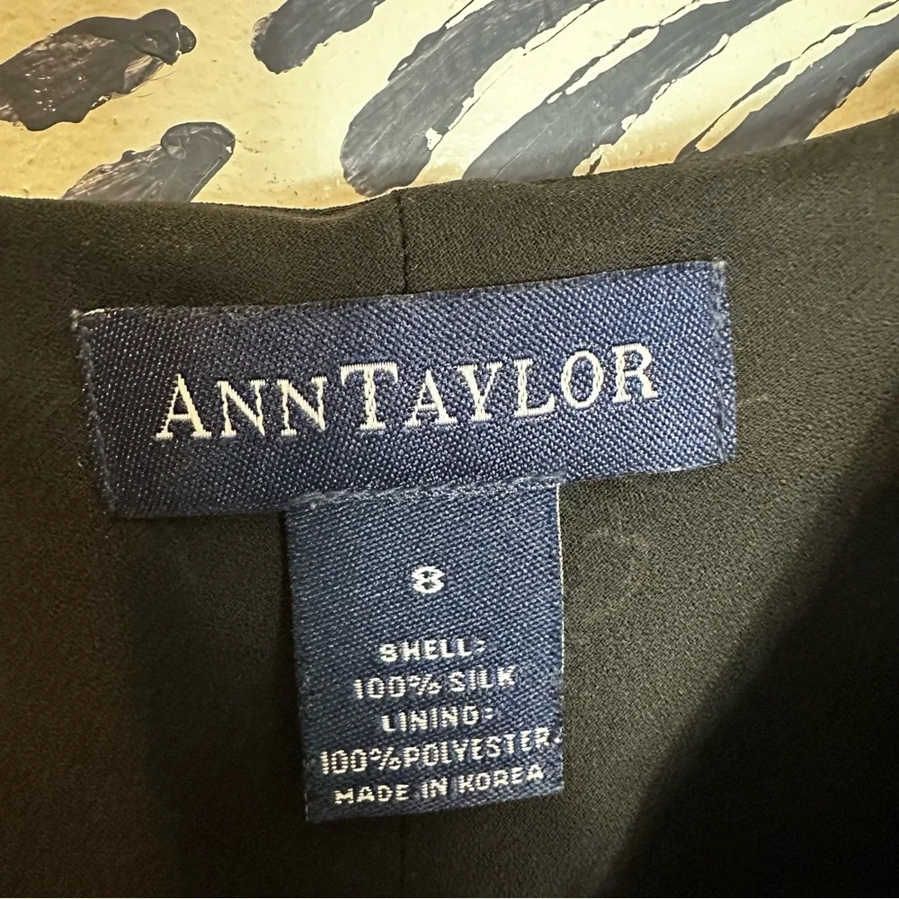 Vintage Ann Taylor Silk Floral Black Midi Dress - Picture 6 of 11